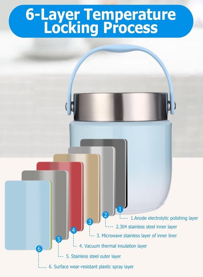 EVVIX Large Capacity Stainless Steel Lunch Jar 1200ml - Hot & Cold Thermal Food Container with Compartments, Portable Insulated Tiffin Box for Kids, Adults, Office, Camping & Outdoor Meals (Sky) - Image 5